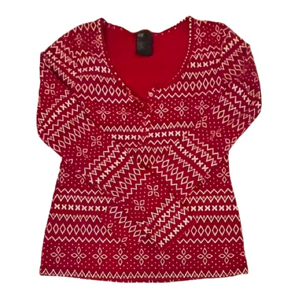 NWOT- H&M Red Print Holidays Pajama Set. Size: small - Picture 3 of 8